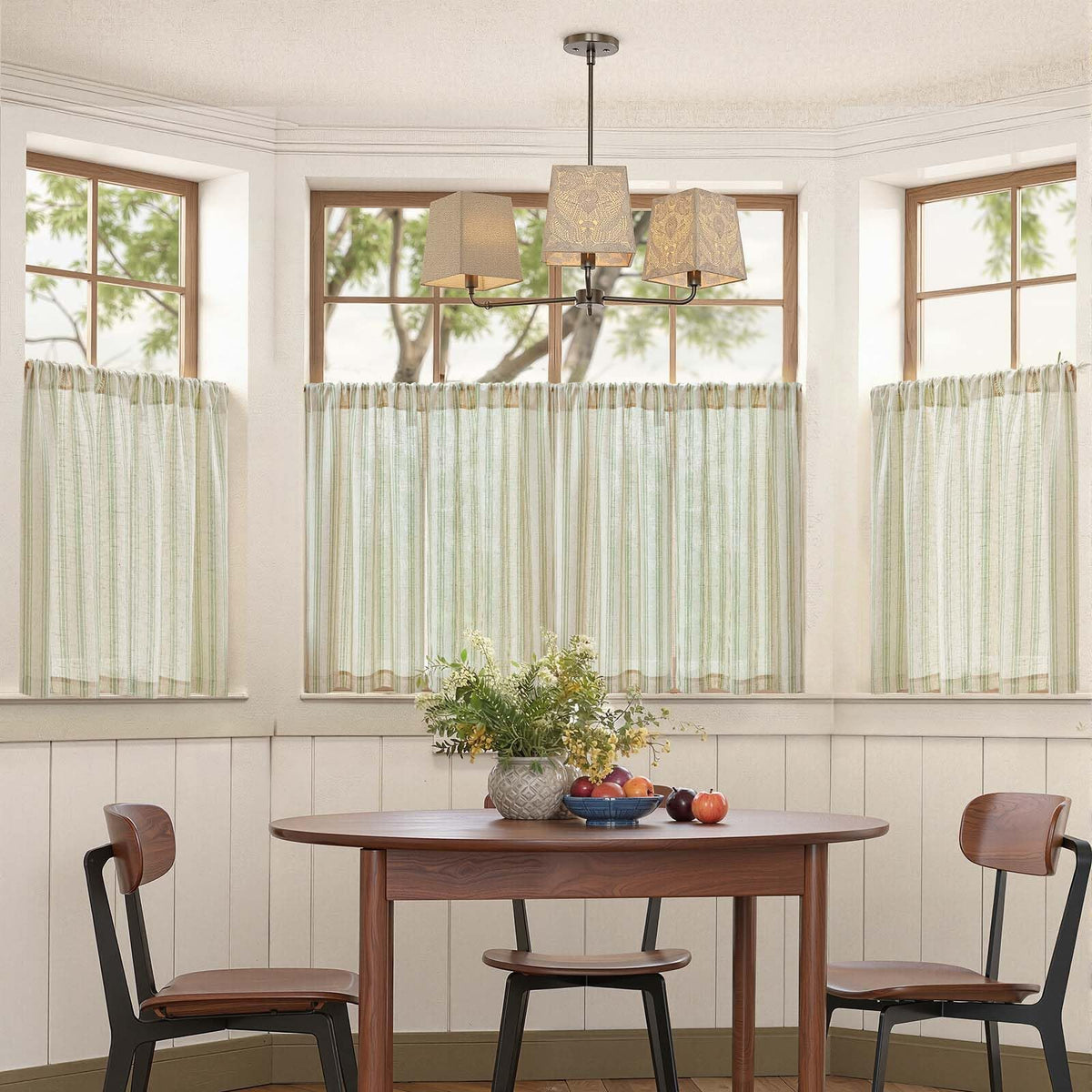 Linen Blend Curtains with Light Filtering Fabric for Living Rooms, Kitchens, and Cafés