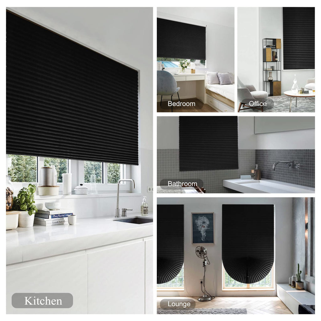 No Drill Window Blinds Light Filtering Stick On Curtains Adjustable Cut to Size with Clip Installation
