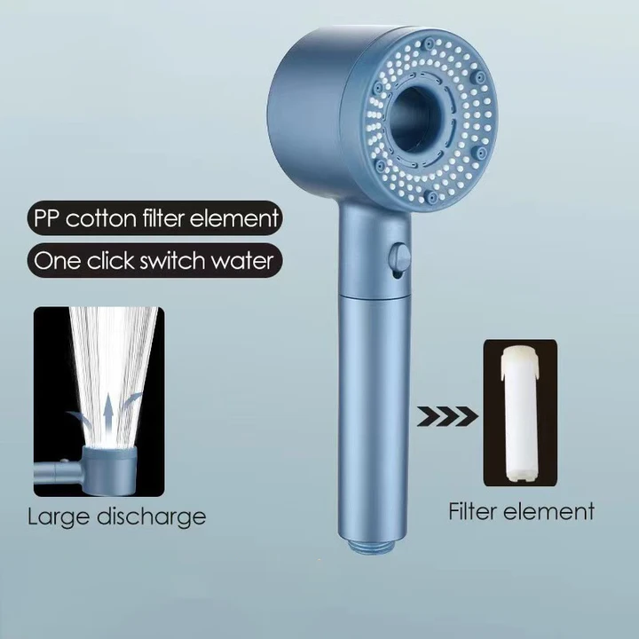 5-Mode Filtered Shower Nozzle with Handheld ABS Design for Bathroom Faucet Use (Included Shower Head + 1.5-meter Hose + Base)
