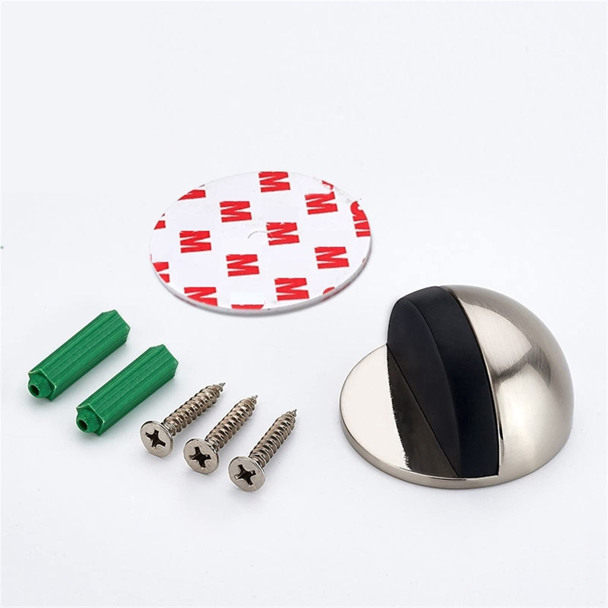 2 Pcs Magnetic Door Stoppers Stainless Steel with Adhesive or Screw Mount for Floor or Wall Door Hold Function