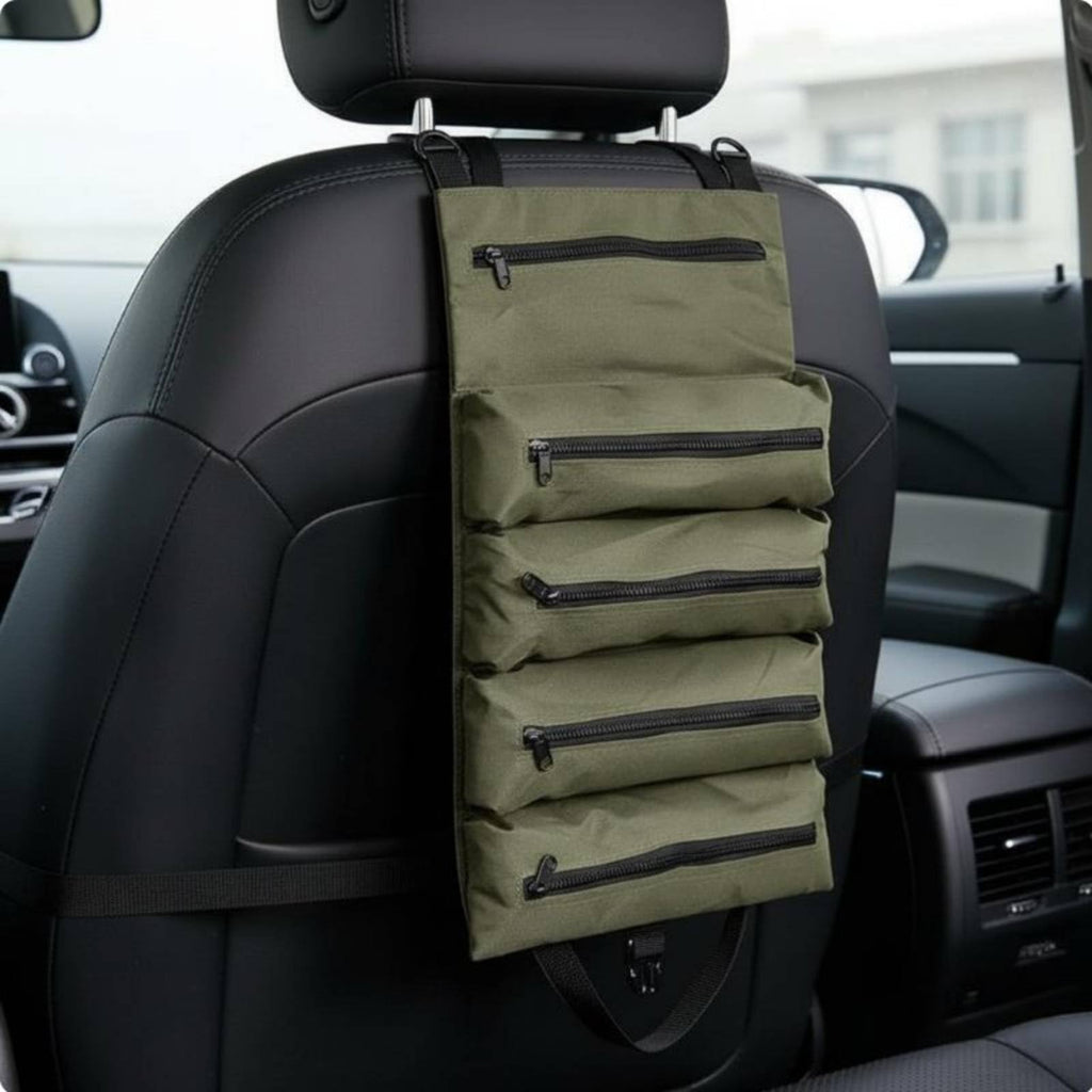 Canvas Tool Roll Organizer with Multi Compartment Foldable Design for Tools Car Kits and Storage