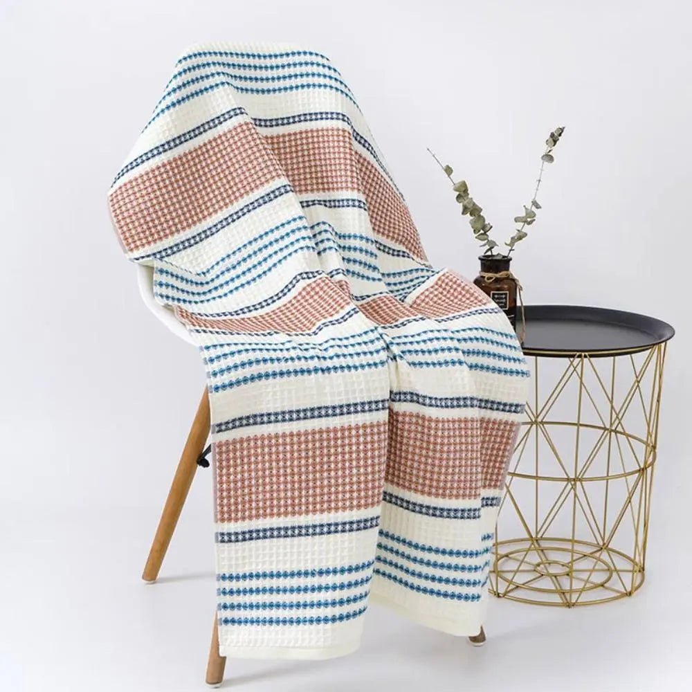 2Pcs 100% Pure Cotton Waffle Bath Towel with Honeycomb Weave for Home and Spa Use