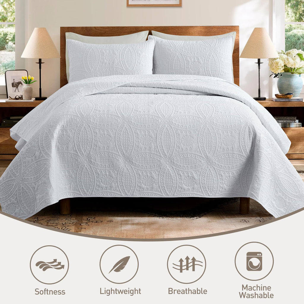 Blue Queen Quilt Set with Coin Pattern Lightweight Coverlet for All Season Bedroom Use Bedding Set