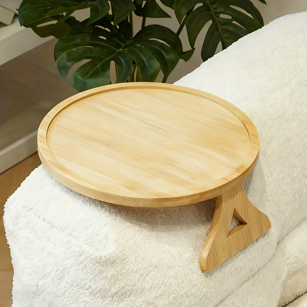 Foldable Sofa Armrest Tray with Clip On Design for Snacks Drinks and Living Room Use