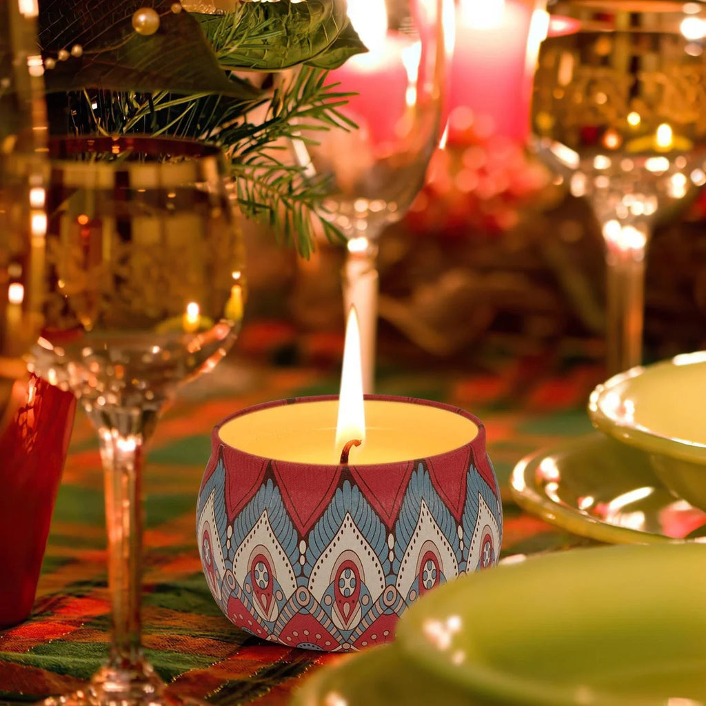 4Pcs Desert Bloom Candle Set with Decorative Patterned Jars and Fragrance Collection for Home Decor and Gifting