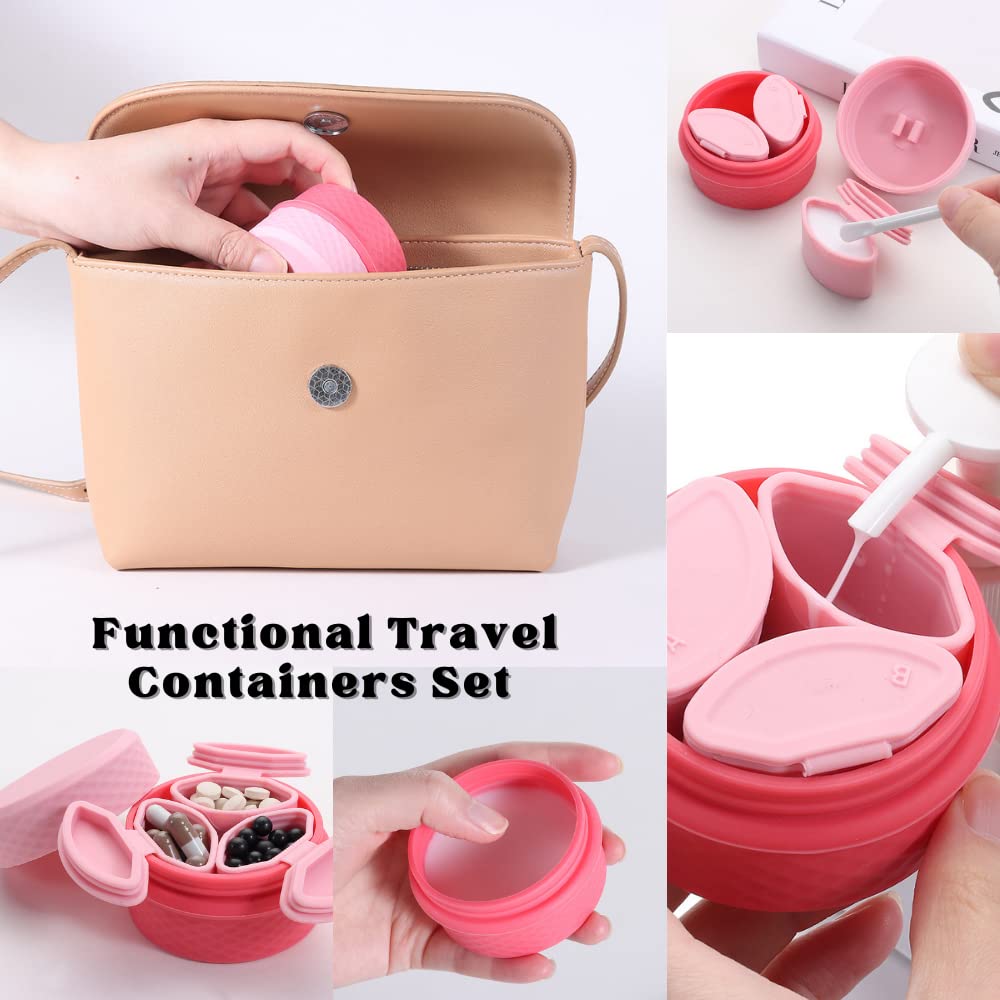 3-in-1 Cosmetic Storage Box with Silicone Travel Containers for Toiletries Jewelry and Small Items
