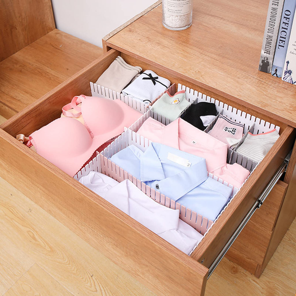 Adjustable Drawer Divider Set with Expandable Partition Design for Clothes and Cosmetic Storage