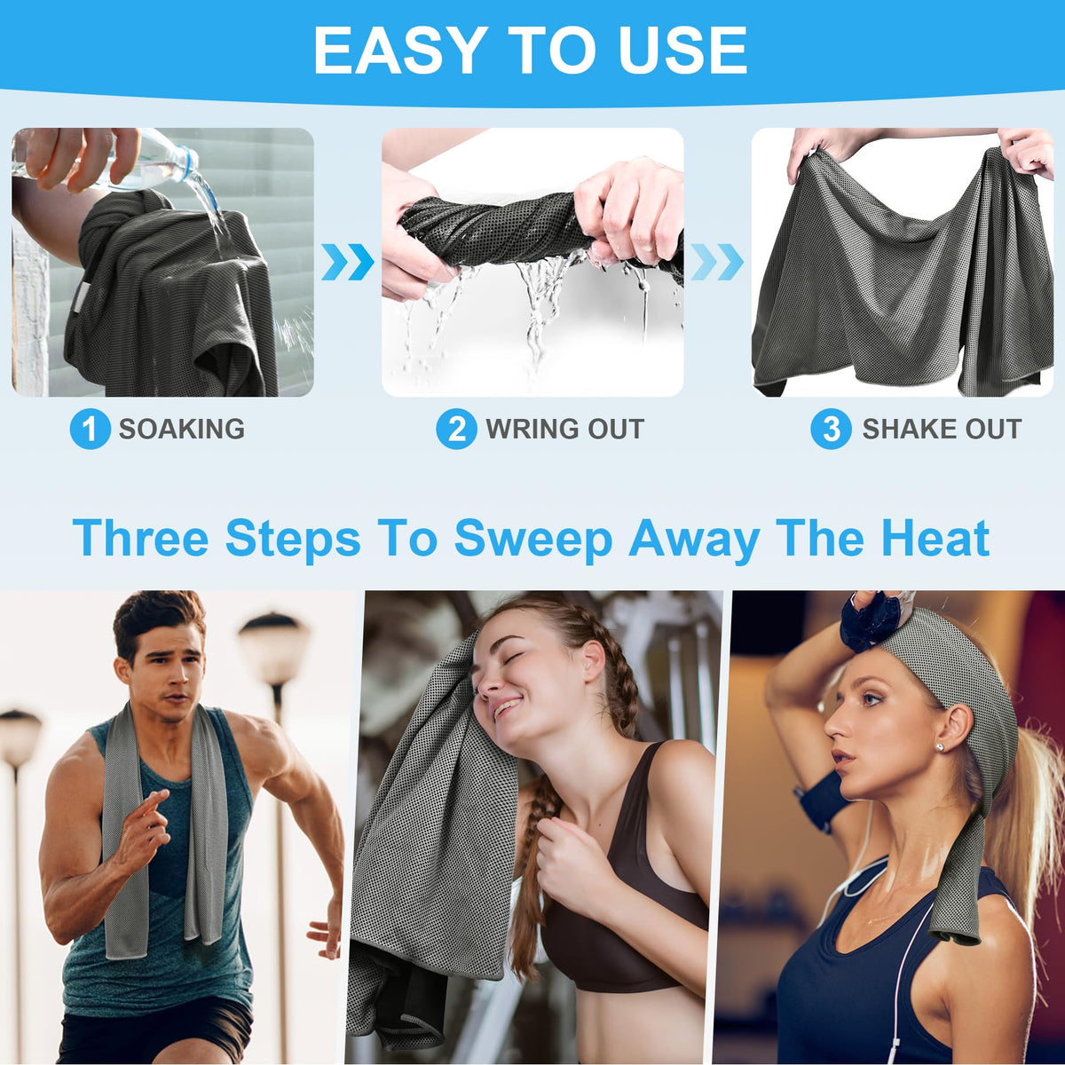 Microfiber Cooling Towel Instant Cooling Neck Wrap Lightweight Breathable for Sports Fitness and Outdoor Activities