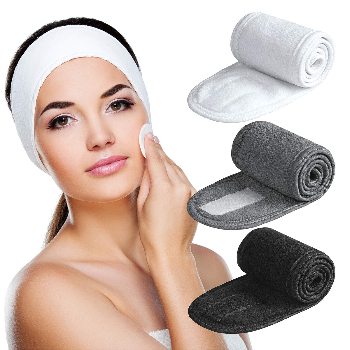 Microfiber Spa Headband with Adjustable Fit and Soft Stretch Design for Face Washing Makeup and Daily Care