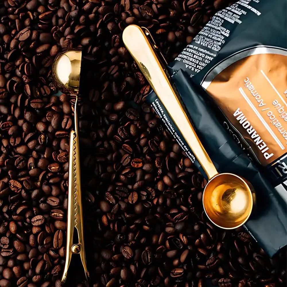 Stainless Steel Coffee Scoop with Clip Multi Function Measuring Spoon and Bag Sealing Tool