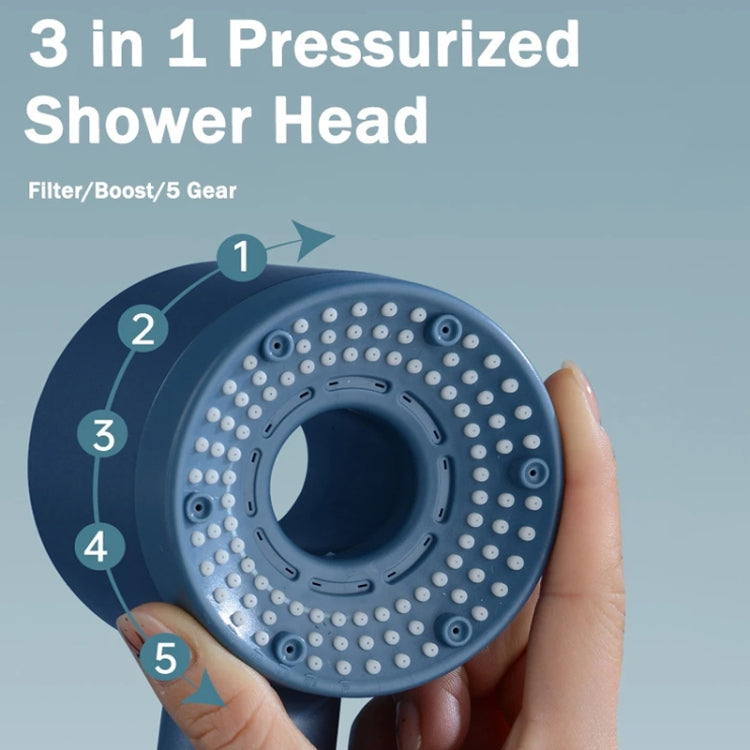 5-Mode Filtered Shower Nozzle with Handheld ABS Design for Bathroom Faucet Use (Included Shower Head + 1.5-meter Hose + Base)