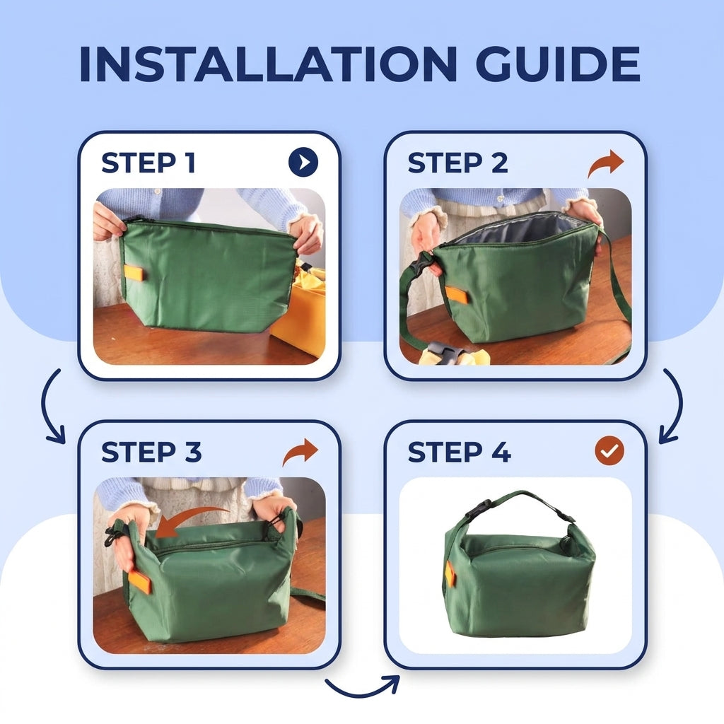 Insulated Lunch Bag with Leakproof Zipper and Large Capacity Design for Work, Travel, and Daily Food Storage