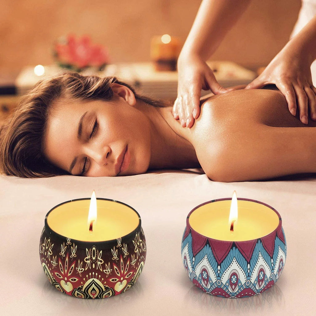4Pcs Desert Bloom Candle Set with Decorative Patterned Jars and Fragrance Collection for Home Decor and Gifting