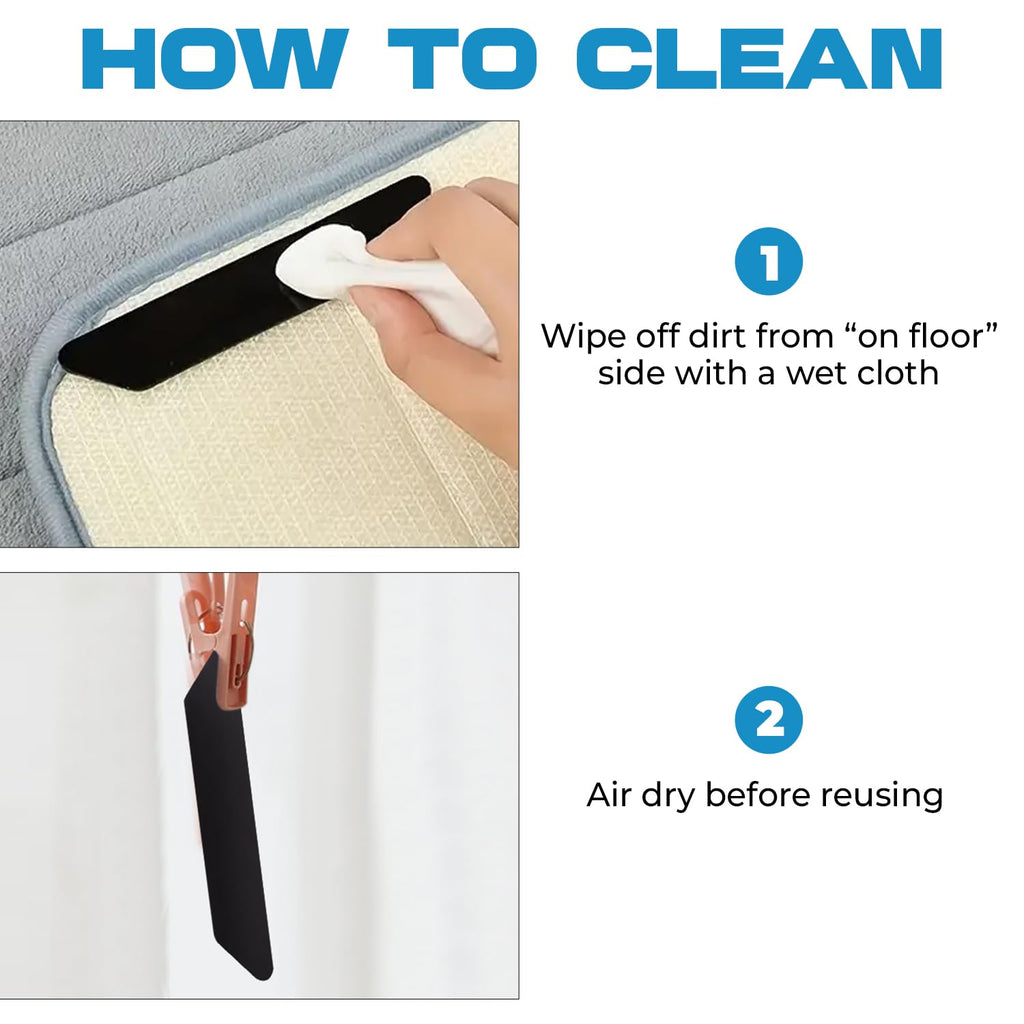 Rug Gripper Tape with Double-Sided Reusable Adhesive Pads for Securing Area Rugs on Smooth Indoor Floors