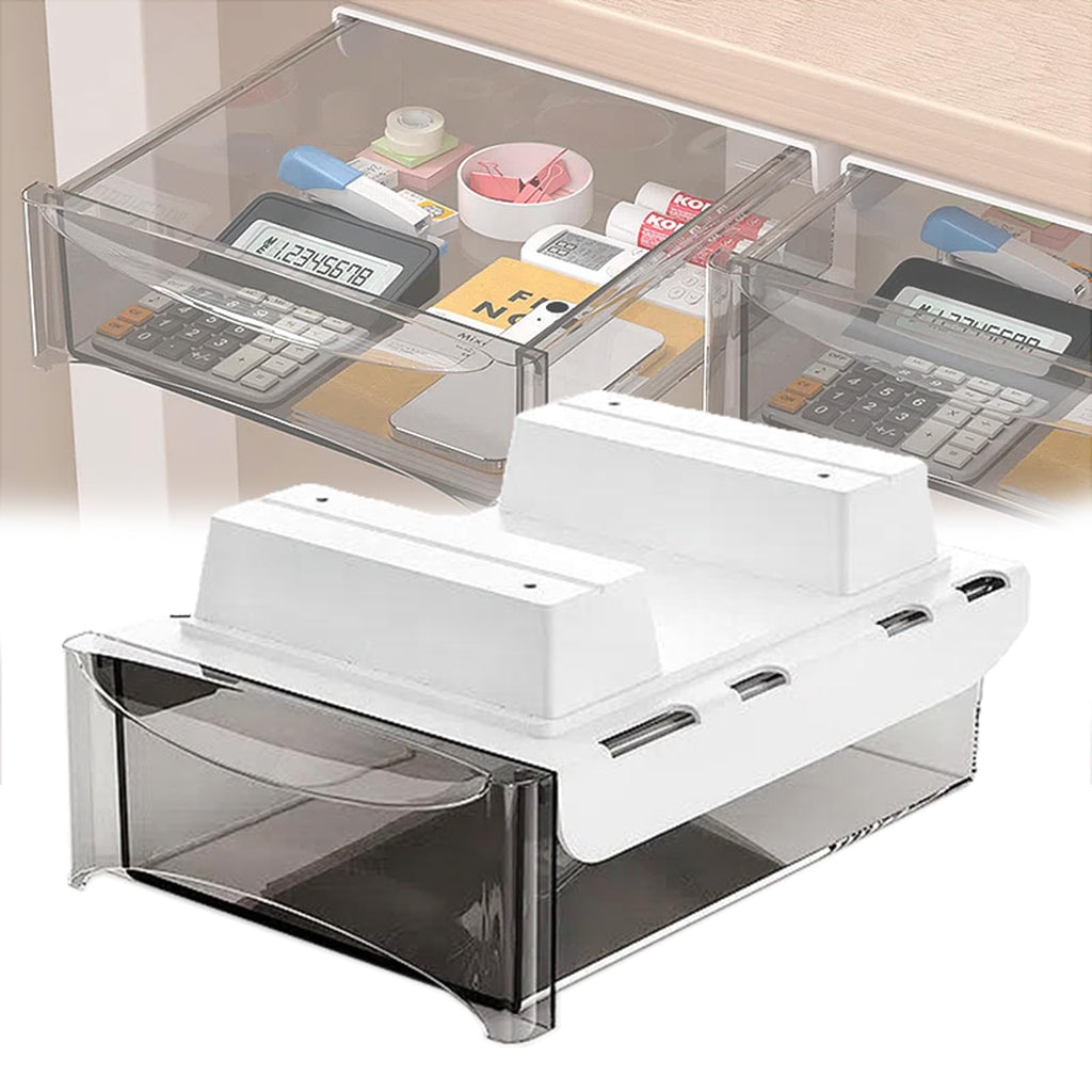 Hidden Under Desk Drawer with Self Adhesive Sliding Design for Office and Workspace Storage