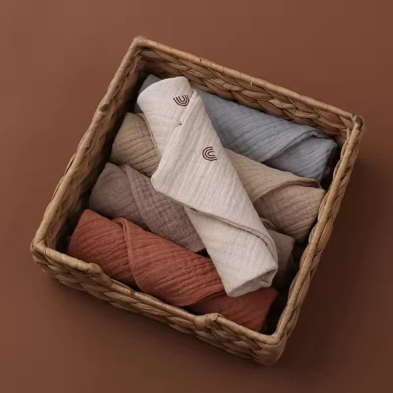 5-Piece Baby Muslin Cotton Washcloth Towels for Newborn Bath, Face, and Daily Care