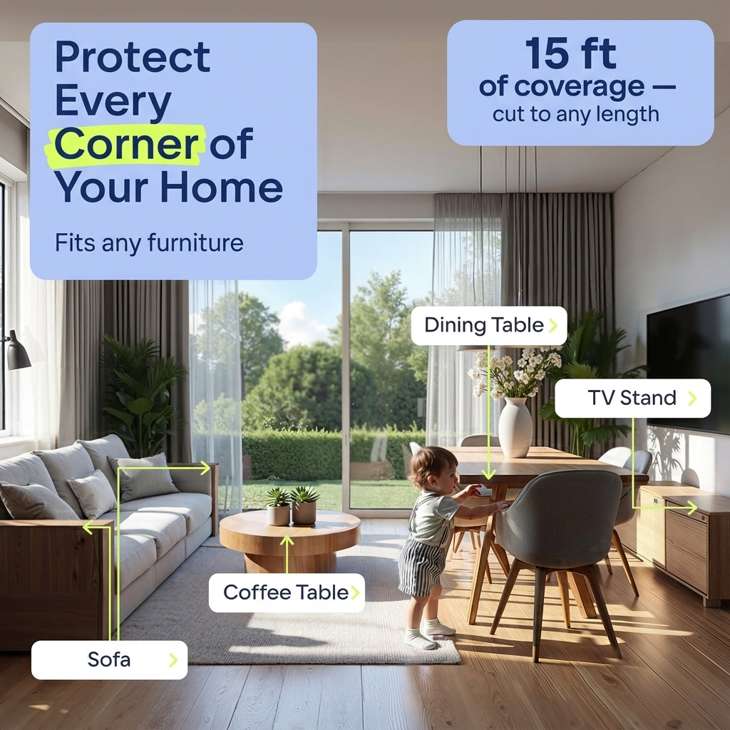 78.7" (200cm) Edge Guard Strip with Soft Foam Cushion Design for Table Corners and Child Safety Protection