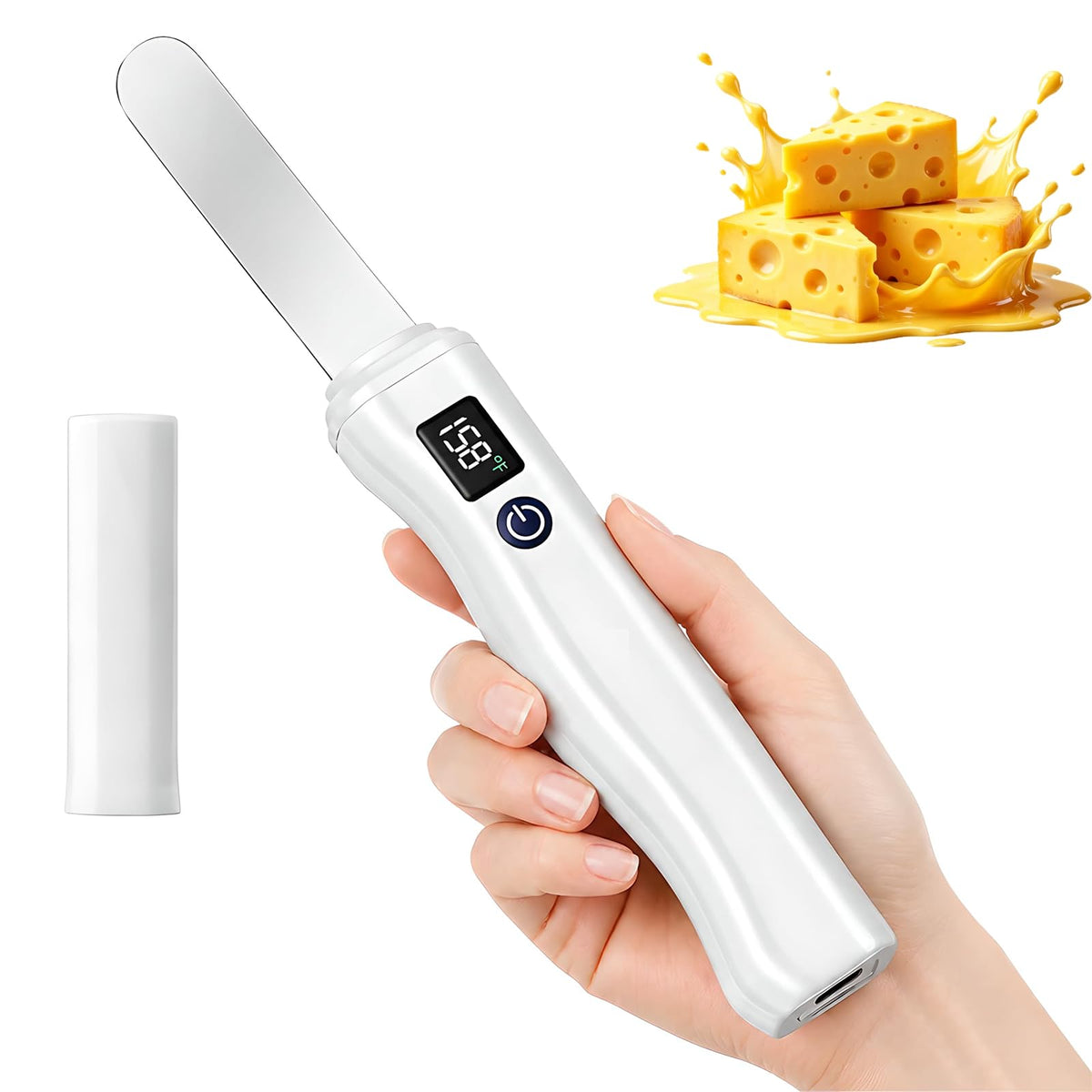USB Rechargeable Heated Butter Knife with Stainless Steel Spreader Design for Butter Cheese and Toast