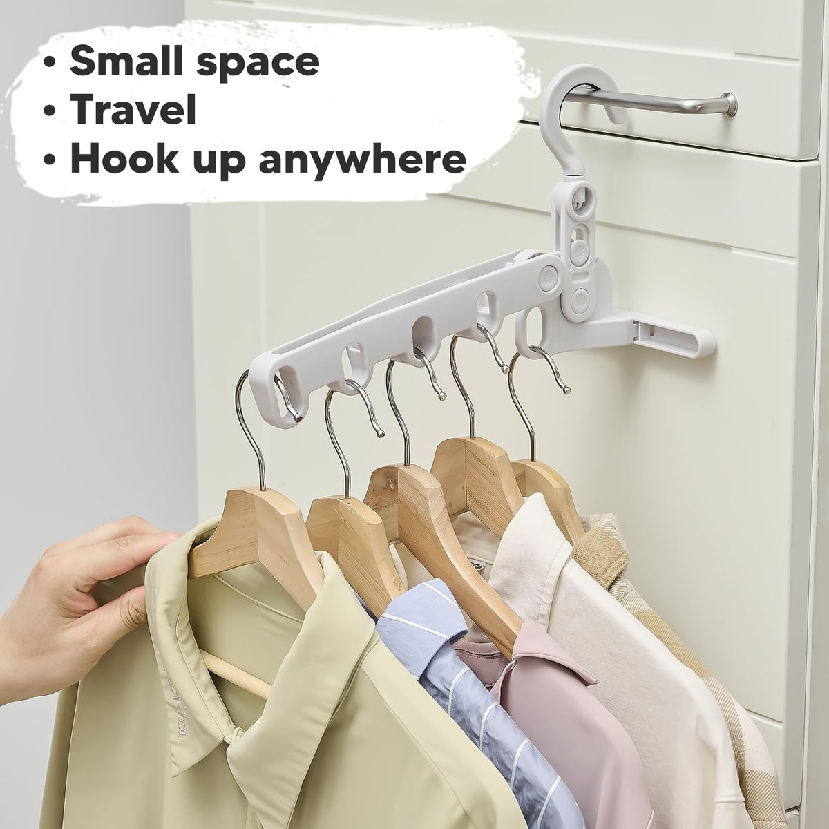 Foldable Clothes Drying Rack with Adjustable Hook Design for Travel and Small Space Laundry Use