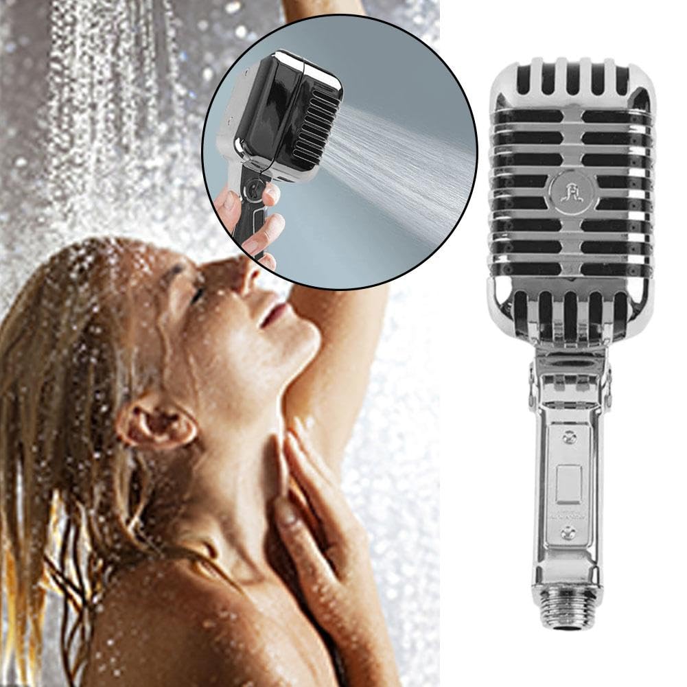 Microphone-Shaped Shower Head with High Pressure ABS Design for Bathroom Use