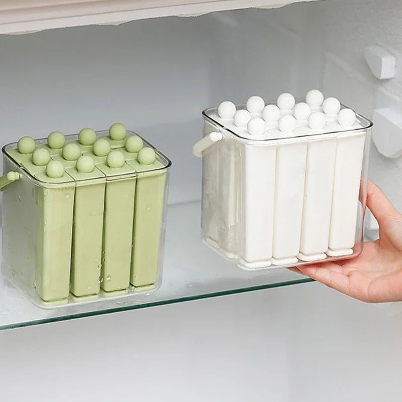 Silicone Popsicle Mold with Lid and Long Bar Ice Tray Design for Homemade Frozen Treats