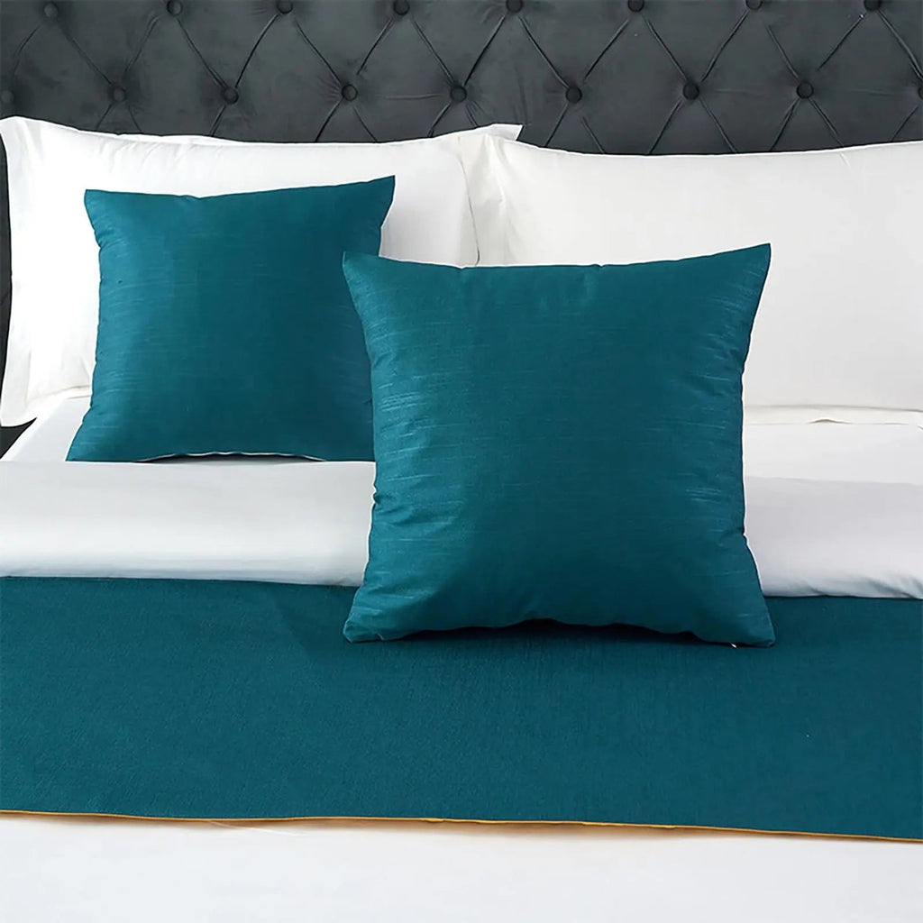 European Style Velvet Bed Scarf Runner with Matching Pillowcase for Home Hotel Decor