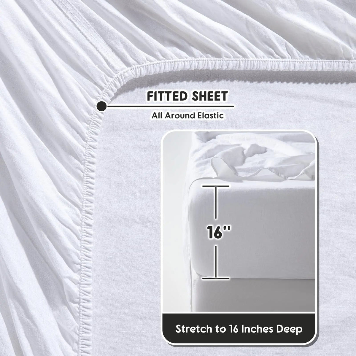 French Washed Pure Linen King Size Bed Sheets with Breathable and Durable Design