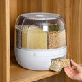 Rotating Food Dispenser with 6-Grid Airtight Design for Grains Cereal Rice and Dry Goods