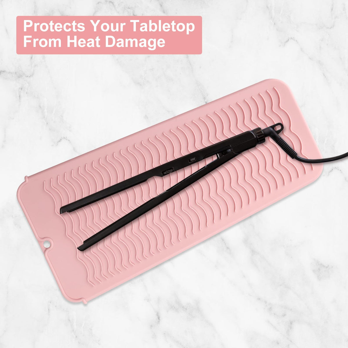 Silicone Curling Iron Holder with Heat Resistant Mat and Travel Storage Pouch for Styling Tools