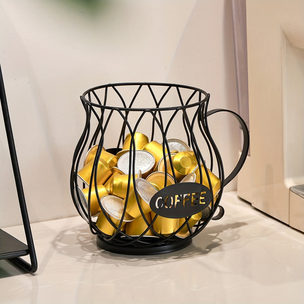Large Capacity Irregular-Shaped Metal Coffee Pod Holder for Storing K-Cups and Capsules, Ideal for Kitchen Organization and Home Decoration