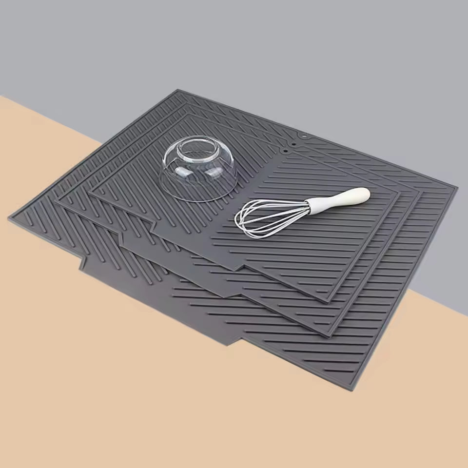 Silicone Dish Drying Mat Non Slip Heat Resistant Drain Pad for Pots Dishes Utensils Kitchen Sink Counter