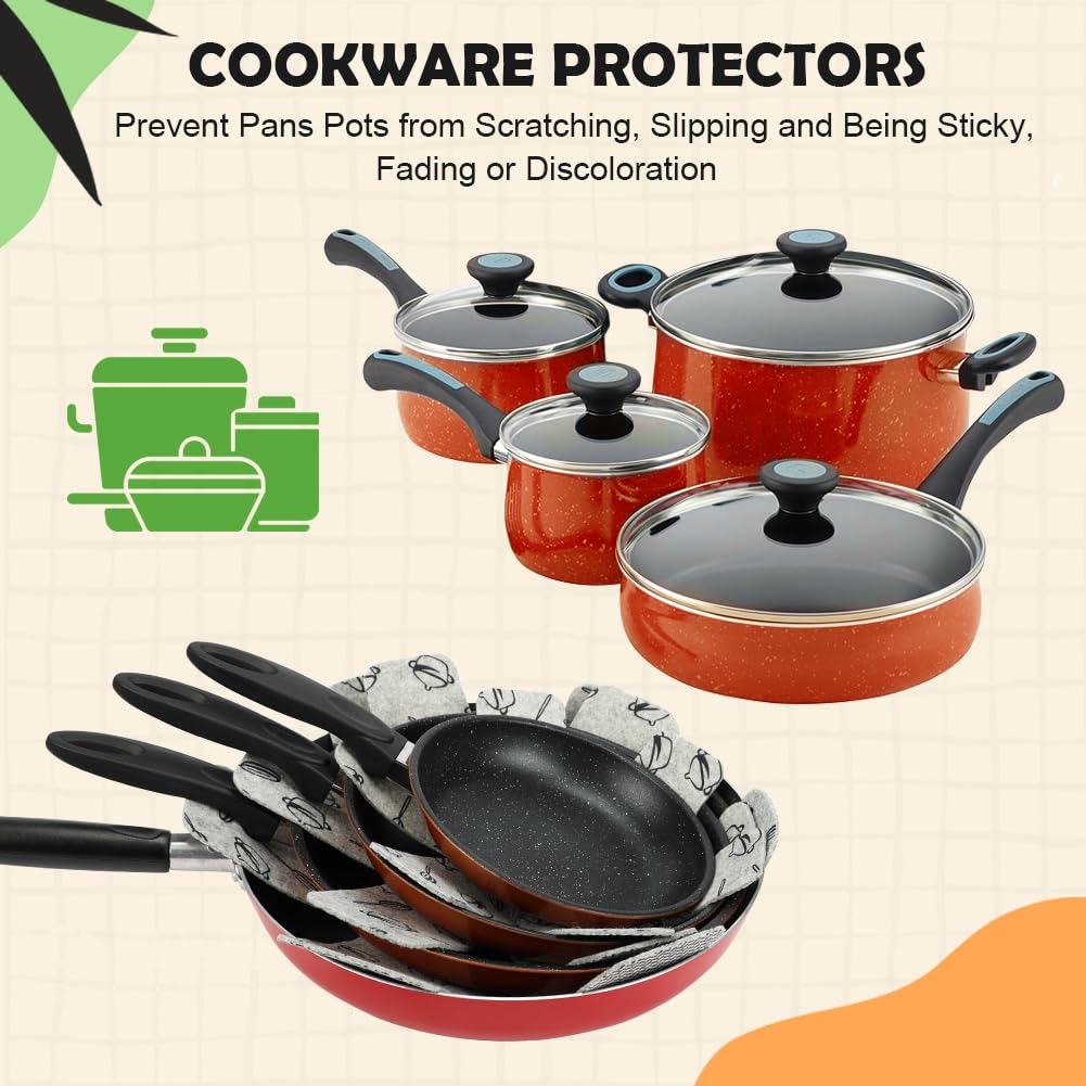 Non Woven Pan Protector Pads Cookware Divider Set for Pots Pans Scratch Protection Kitchen Storage