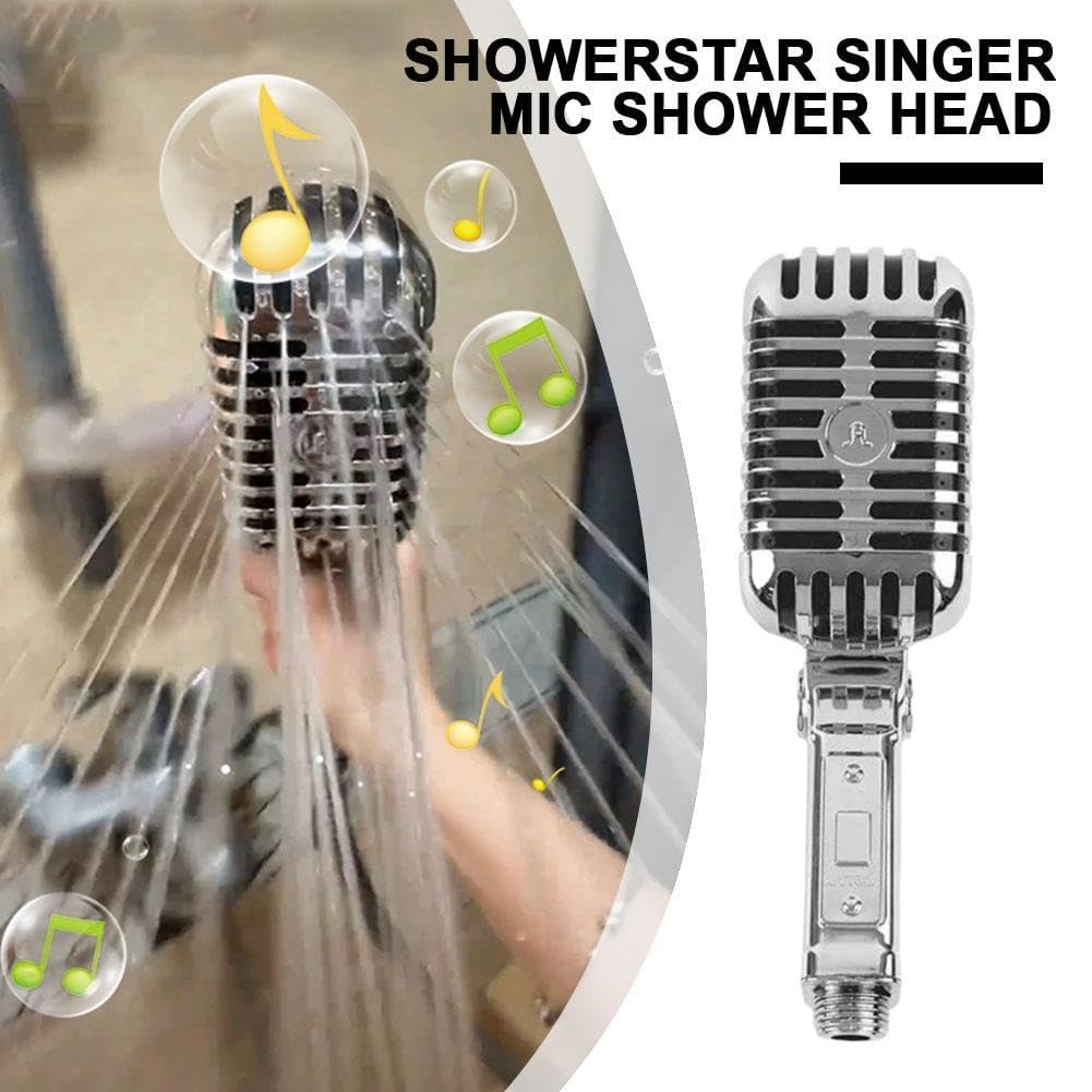 Microphone-Shaped Shower Head with High Pressure ABS Design for Bathroom Use