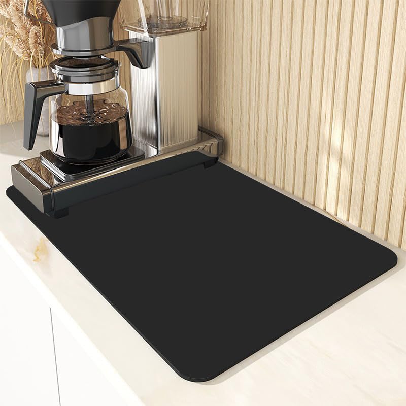 Super Absorbent Dish Drying Mat Quick Dry Diatom Mud Drain Mat for Kitchen Sink Counter Coffee Bar Bathroom