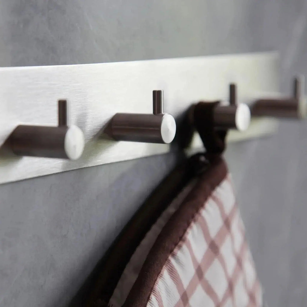 Self Adhesive Stainless Steel Hooks with Brushed Finish for Bathroom Kitchen and Key Storage