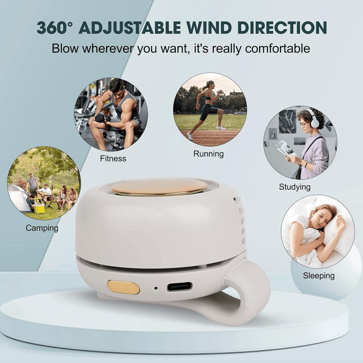Portable Clip Cooling Fan with Bladeless USB Rechargeable Design for Outdoor and Hands Free Use
