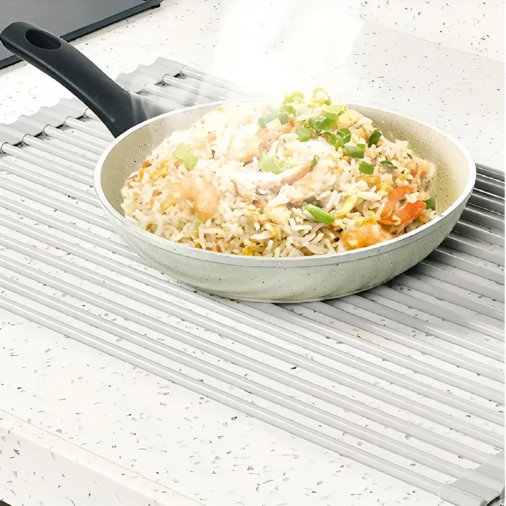 Over The Sink Roll Up Dish Drying Rack Stainless Steel Foldable Drainer 18x9 Inch
