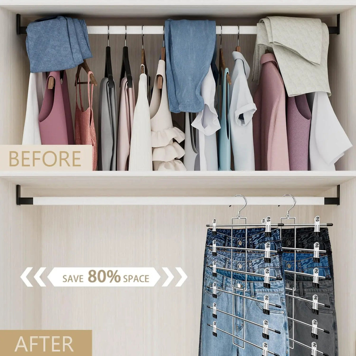 6 Tier Hanger Organizer for Pants Jeans and Scarves Closet