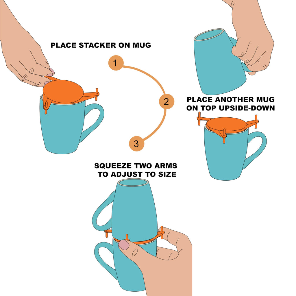 Expandable Stackable Cup Holder with Adjustable Shelf Design for Coffee Mug and Tea Cup Storage