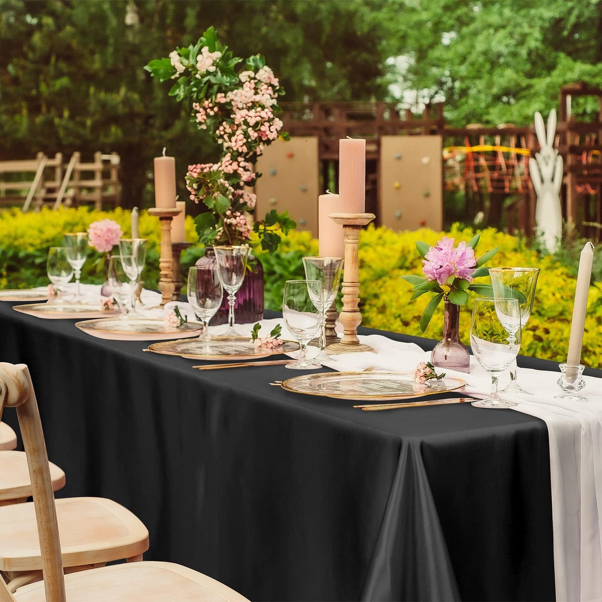 Rectangle Satin Tablecloth Smooth Solid Color Table Cover for Wedding Party Dining Table Decor 57×57" (145×145cm)