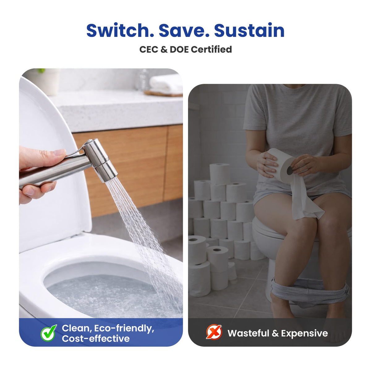 Stainless Steel Bidet Sprayer Set with Press Control Design for Toilet and Bathroom Cleaning