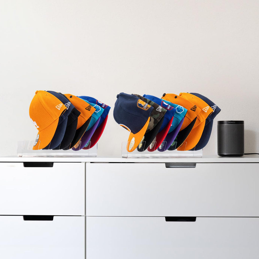 Acrylic Hat Rack for 7 Caps No Install Baseball Cap Holder