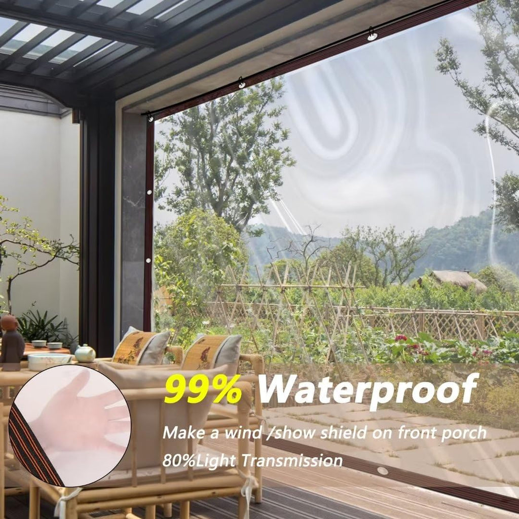 Transparent Waterproof Tarpaulin PE Clear Tarp with Grommets for Garden Plant Cover Outdoor Protection