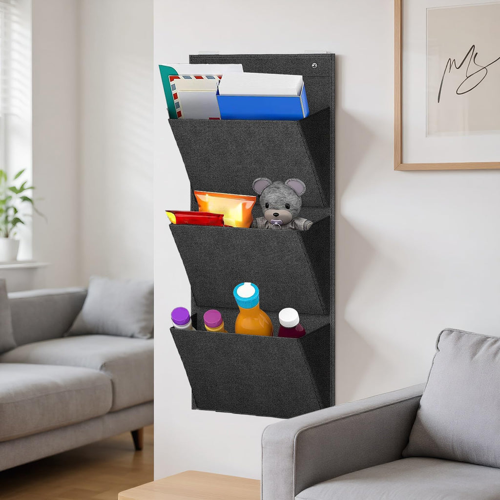 Over the Door Hanging File Organizer with 4 Pockets for Office Documents, Papers, and Storage Organization