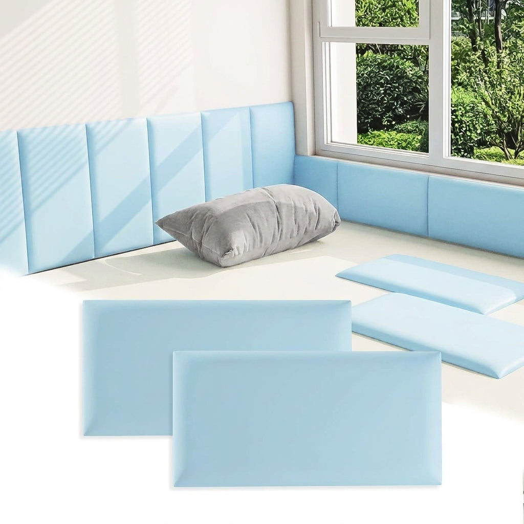 2 Pcs Safety Wall Cushion with Faux Leather Padding Design for Playrooms Kindergartens and Indoor Wall Protection (8×20"/20×50cm)
