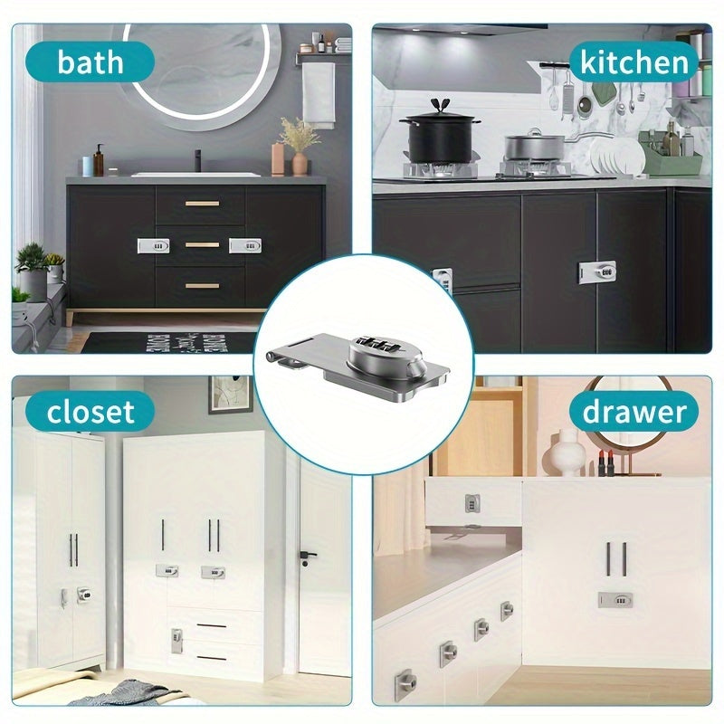 Keyless Combination Padlock with Zinc Alloy Password Design for Cabinets Drawers and Household Storage