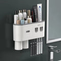 Magnetic Toothbrush Holder with Automatic Toothpaste Dispenser for Wall Mounted Bathroom Organization