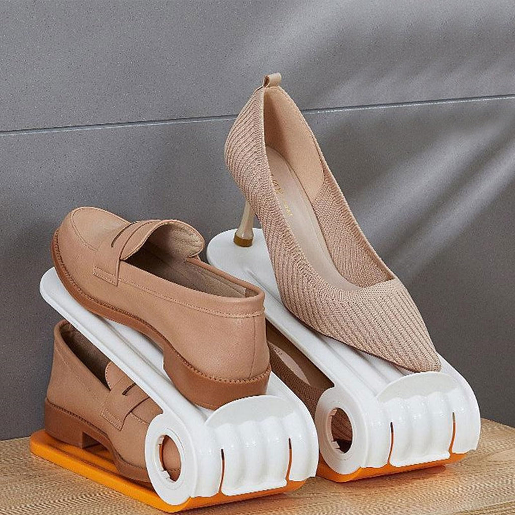 Adjustable Shoe Slot Organizer with Double Layer Design for Space Saving Closet Storage