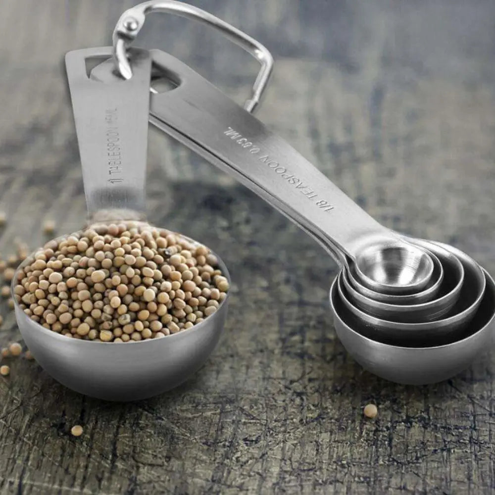 6 Piece Stainless Steel Measuring Spoons Set Food Grade Kitchen Baking Tools