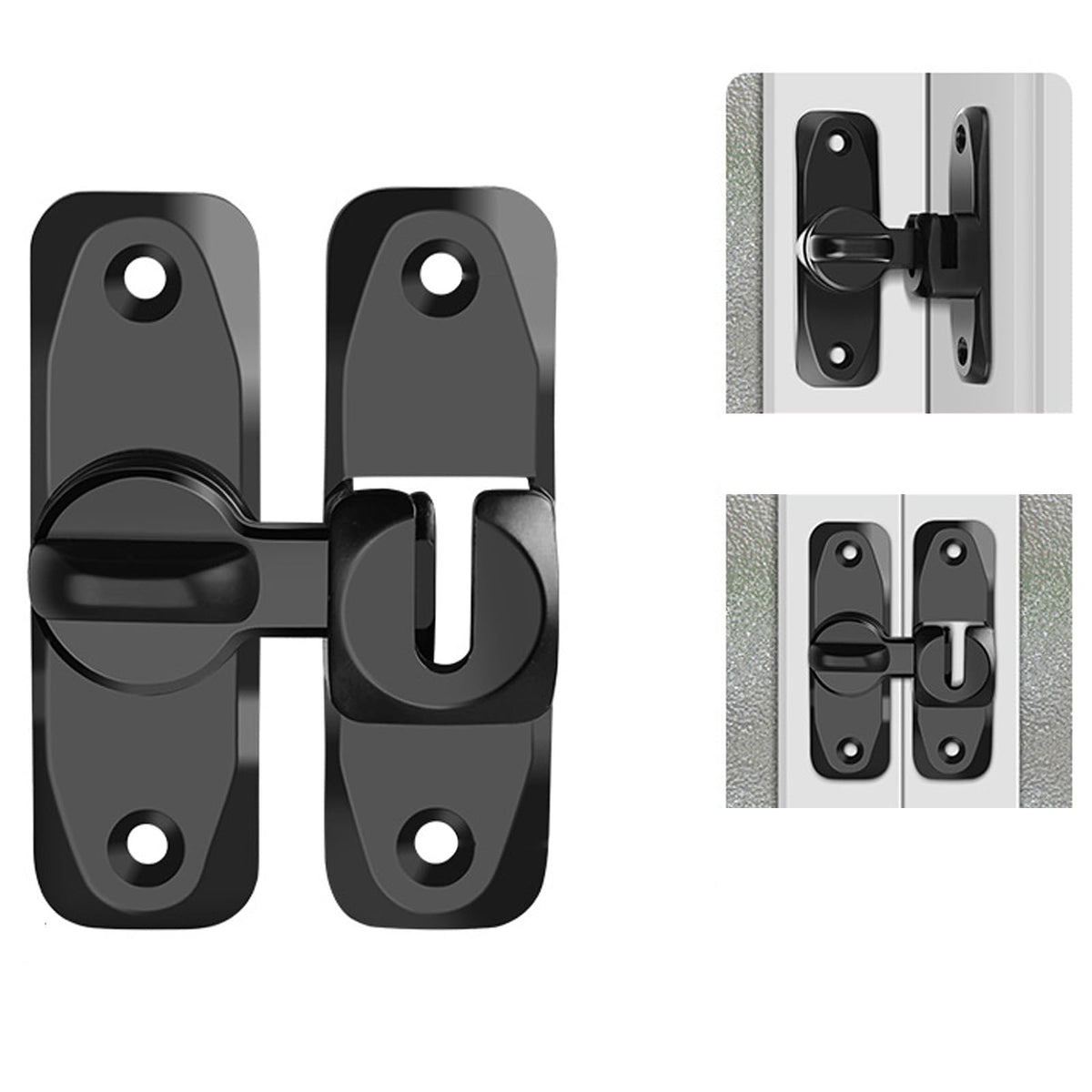 90/180 Degree Flip Barn Door Lock Zinc Alloy Sliding Latch with Spacer for Doors Gates Cabinets and Windows
